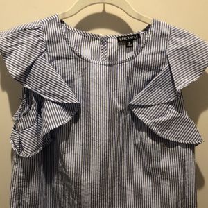 J.Crew Mercantile cotton poplin striped ruffle sleeved blouse NWOT